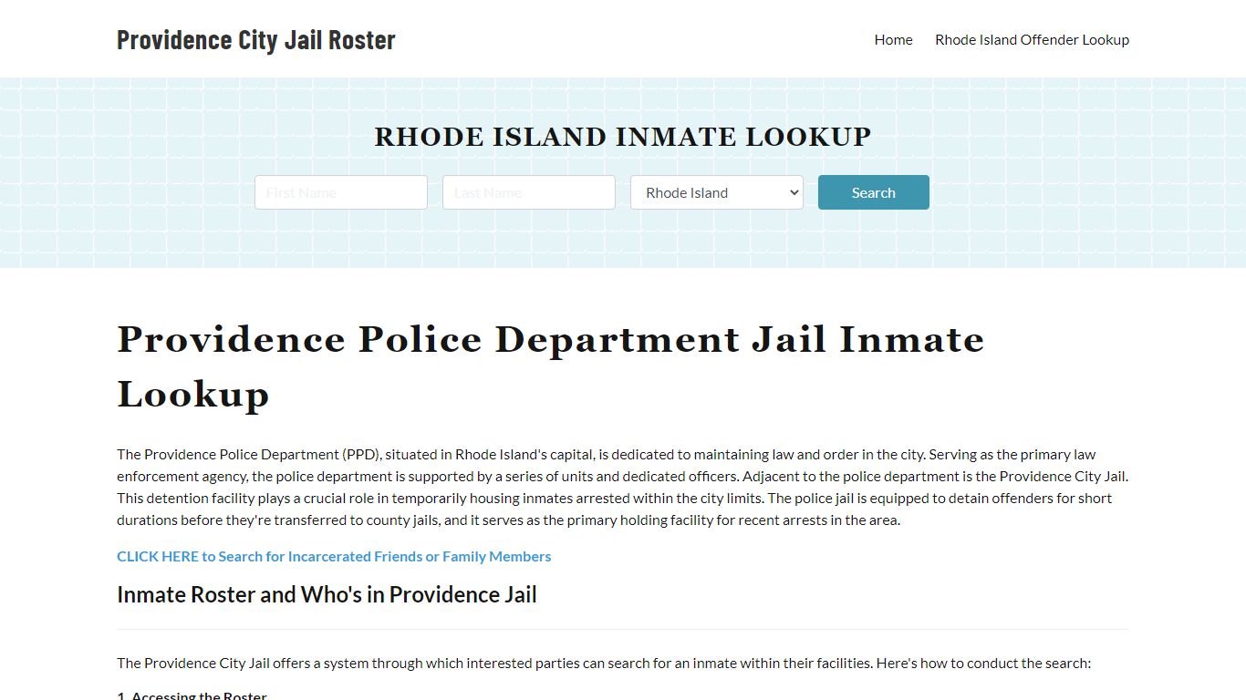 Providence Police Department & City Jail, RI Inmate Roster, Arrests ...