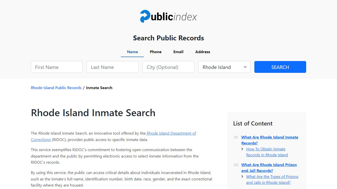 Rhode Island Inmate Search and Jail Records