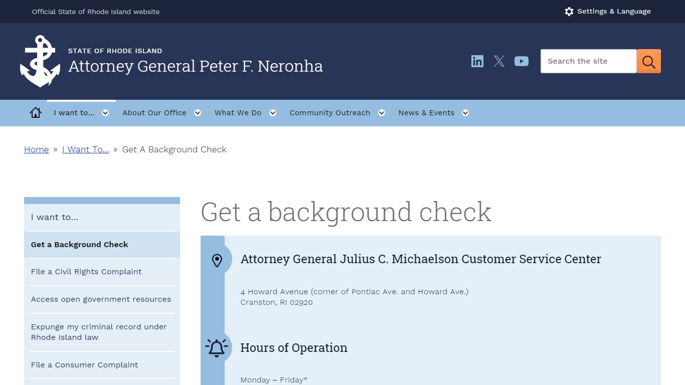 Get a background check | Rhode Island Attorney General's Office